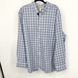 Duluth Trading Men Size 2XL Shirt Button Down Top Blue Check Wrinklefighter